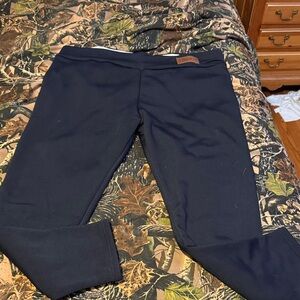 Navy Fleece Lined Leggings with Patch Detail